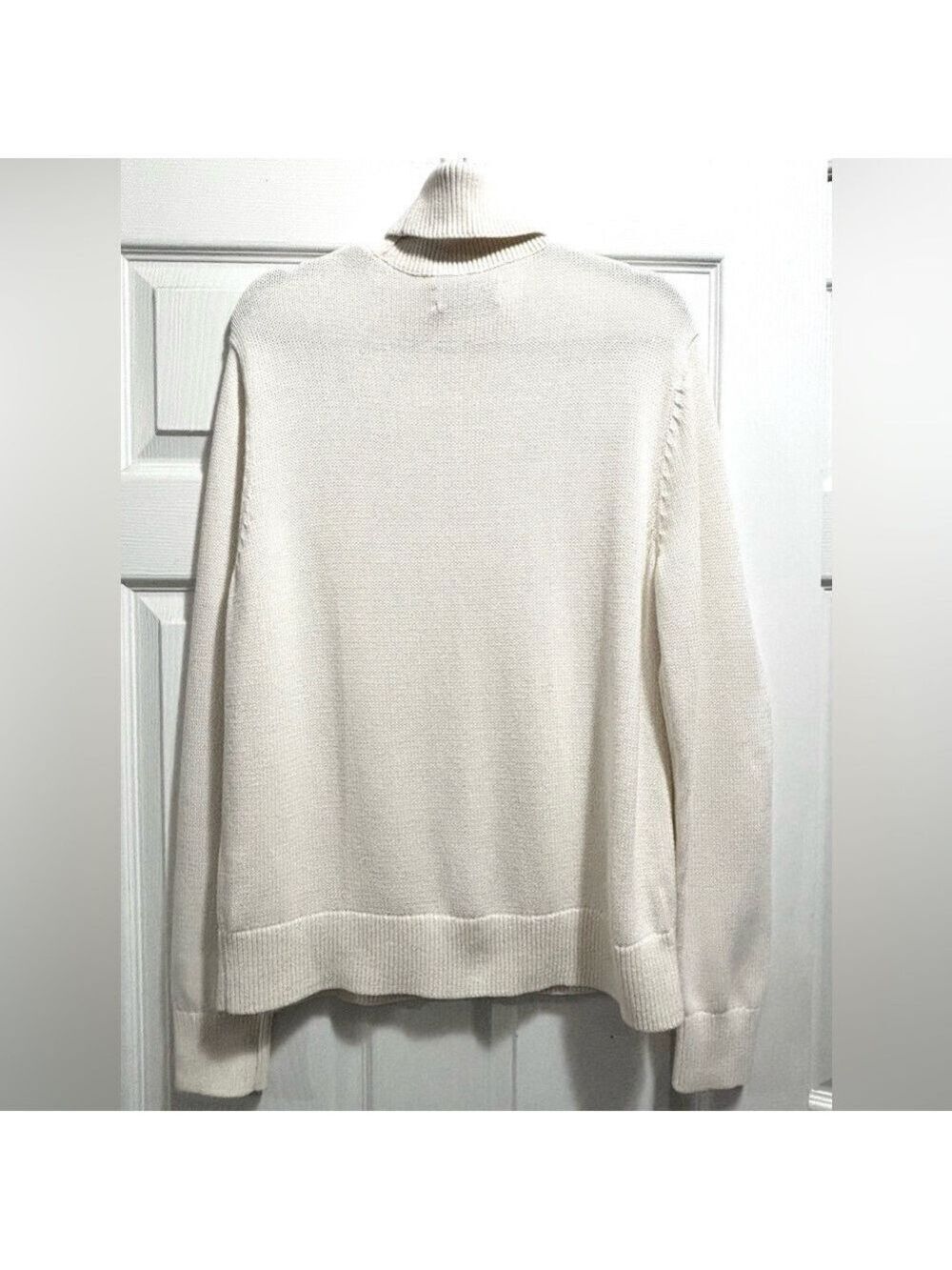 Aritzia TNA York Turtleneck Sweater Cream Cotton Blend Relaxed Fit Size Small - Picture 11 of 14